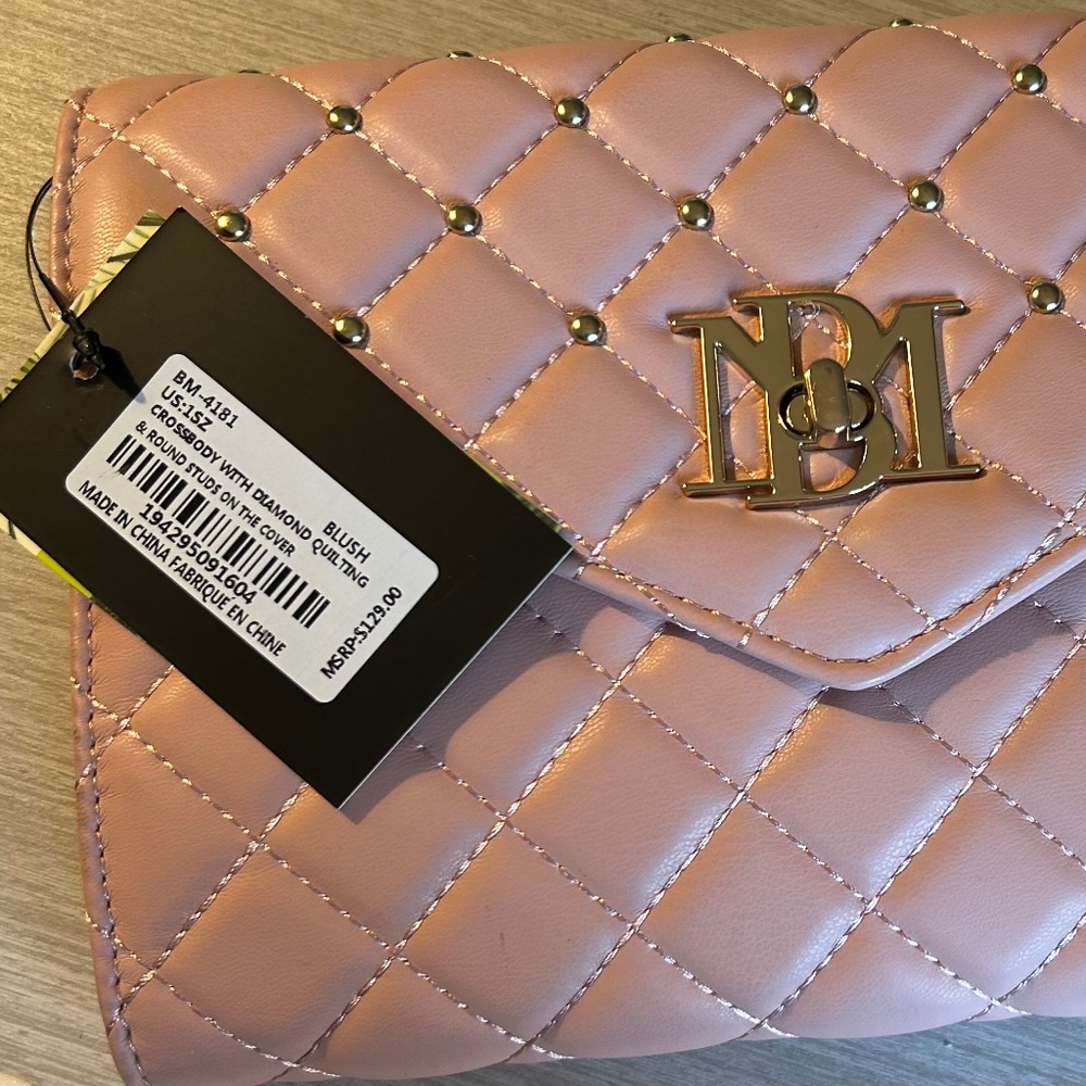 NWT Badgley Mischa Blush Crossbody With Crystal Quilting